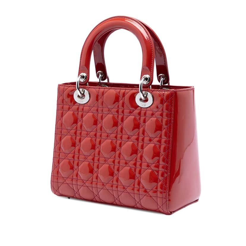 Dior Medium Patent Cannage Lady Dior Red Leather Very good condition - Back View