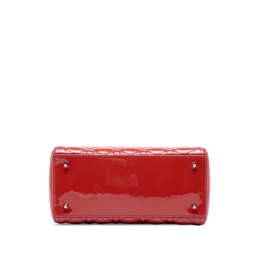 Dior Medium Patent Cannage Lady Dior Red Leather Very good condition - Inside View