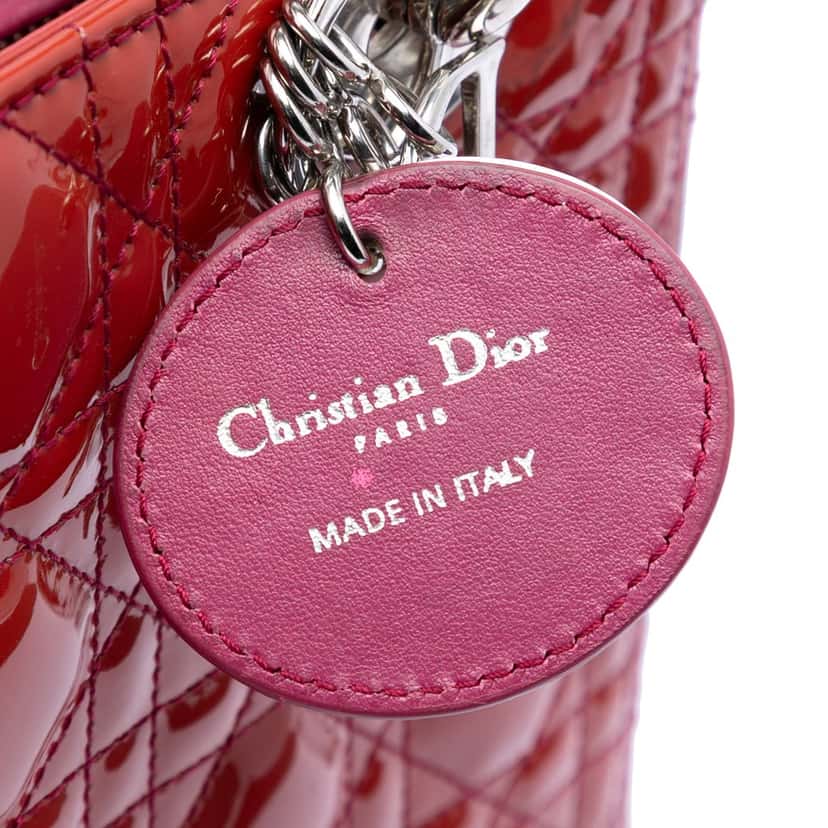 Dior Medium Patent Cannage Lady Dior Red Leather Very good condition - Box View