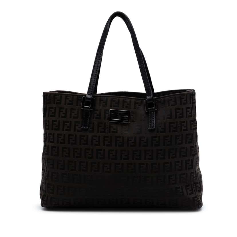 Fendi Zucchino Canvas Tote Brown Very good condition - Front View