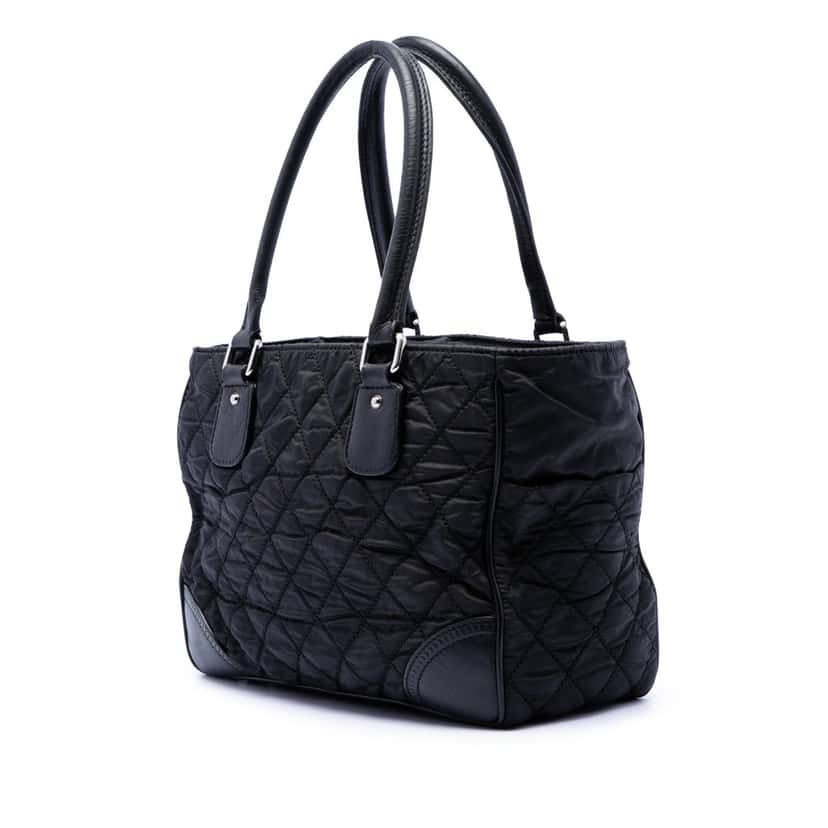 Chanel Paris New York Quilted Nylon Tote Black Very good condition - Back View