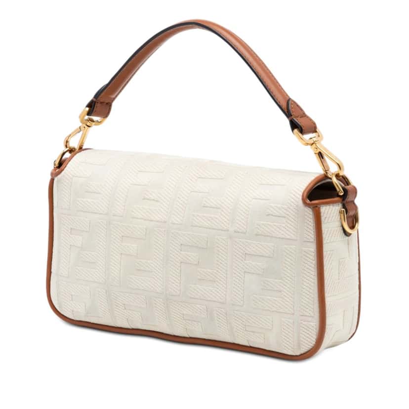 Fendi Zucca Embroidered Canvas Baguette Satchel Beige Never worn, with tag - Back View