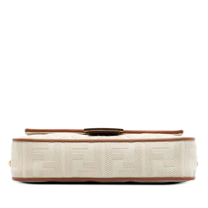 Fendi Zucca Embroidered Canvas Baguette Satchel Beige Never worn, with tag - Inside View