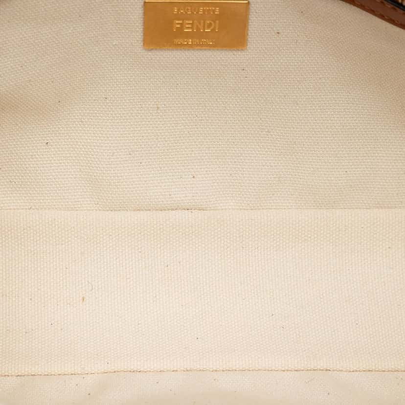 Fendi Zucca Embroidered Canvas Baguette Satchel Beige Never worn, with tag - Model View