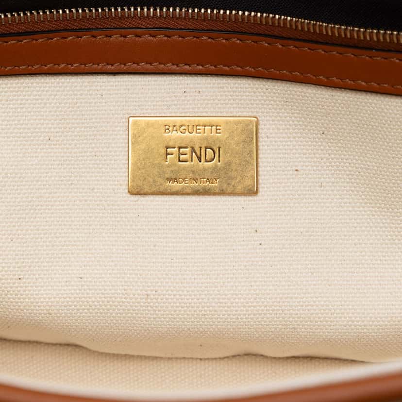 Fendi Zucca Embroidered Canvas Baguette Satchel Beige Never worn, with tag - Box View