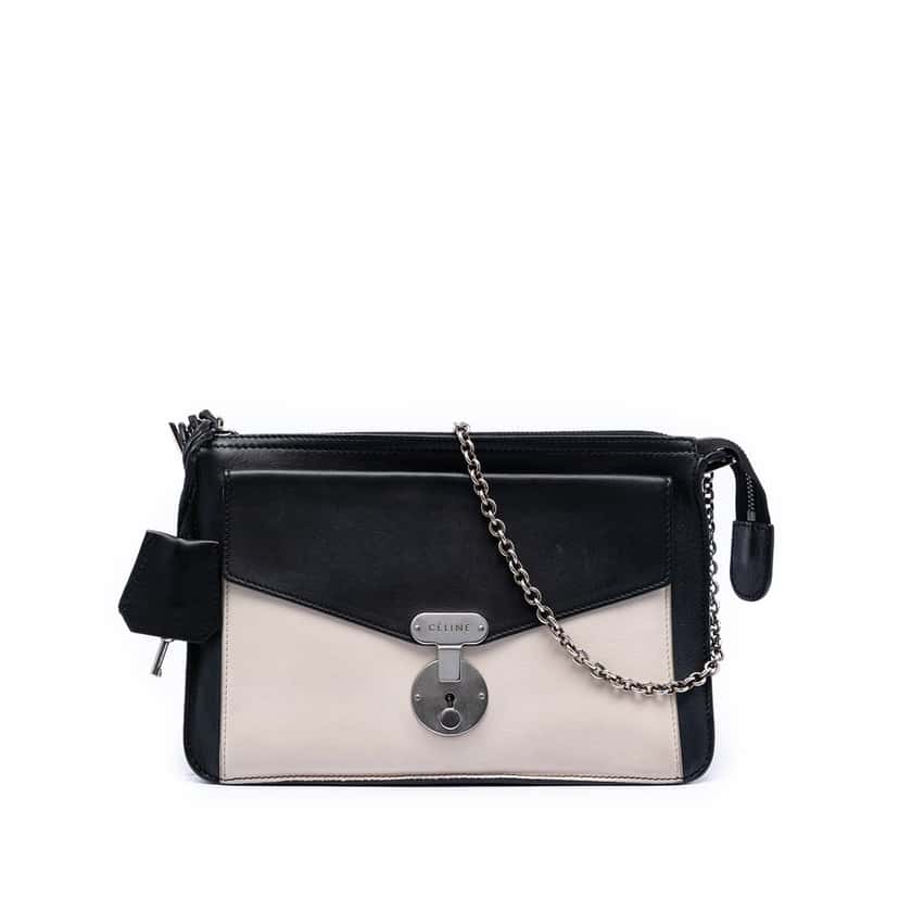 Celine Bicolor Leather Pocket Envelope Zip Crossbody Black Leather Very good condition - Front View