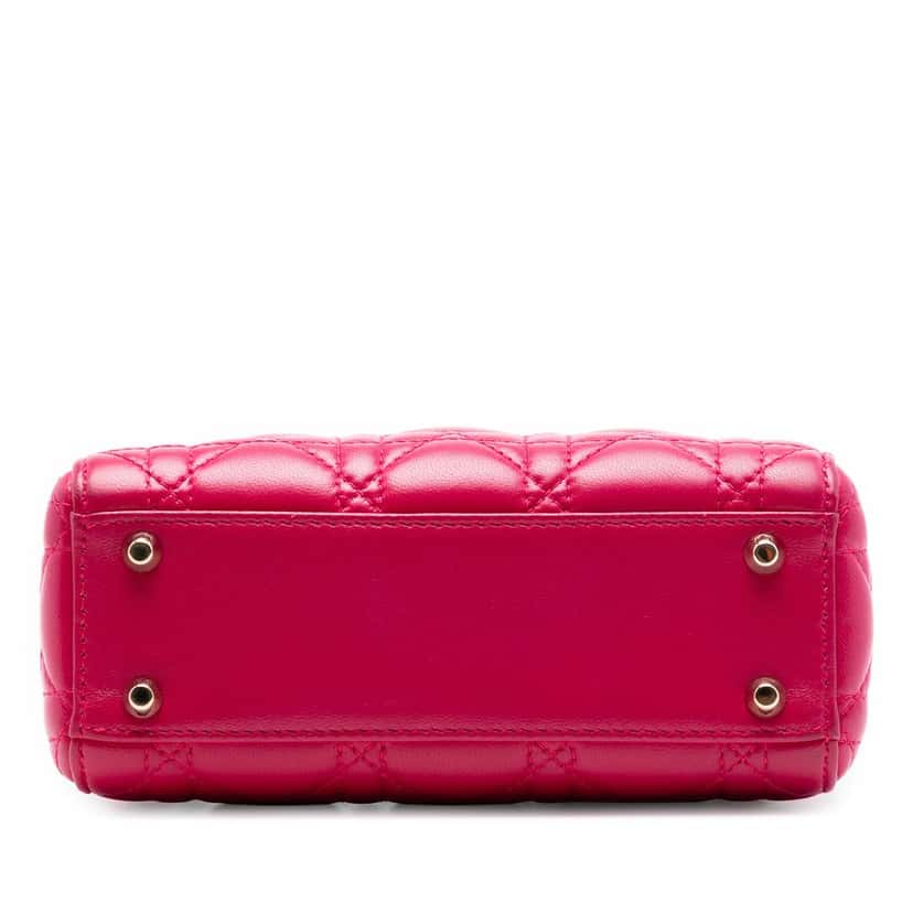 Dior Mini Lambskin Cannage Lady Dior Pink Leather Very good condition - Inside View