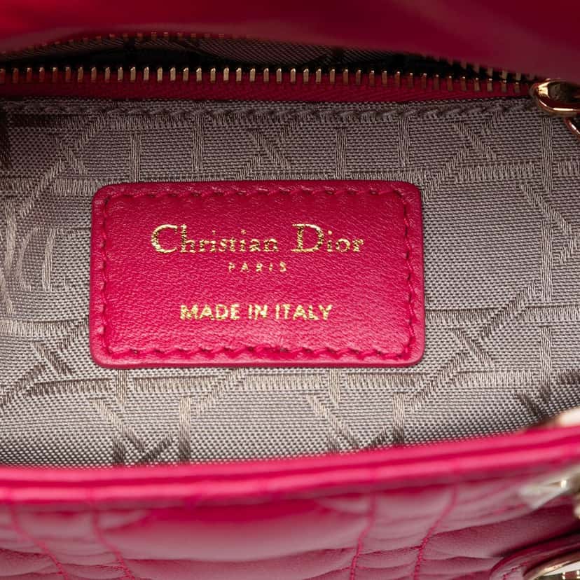 Dior Mini Lambskin Cannage Lady Dior Pink Leather Very good condition - Box View
