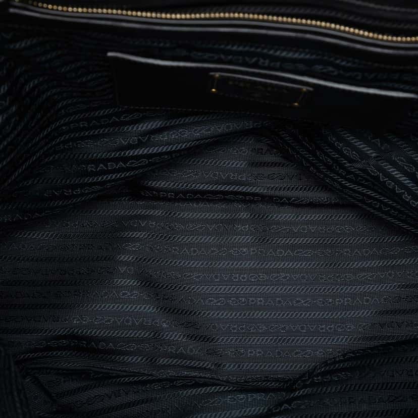 Prada Soft Calf Side Zip Open Convertible Tote Black Leather Very good condition - Model View
