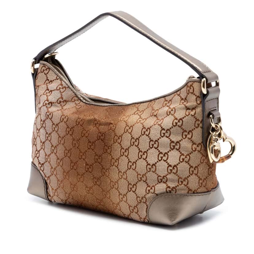 Gucci GG Lurex Heart Bit Handbag Brown Very good condition - Back View