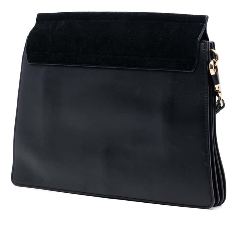 Chloé Medium Calfskin and Suede Faye Crossbody Black Leather Very good condition - Back View