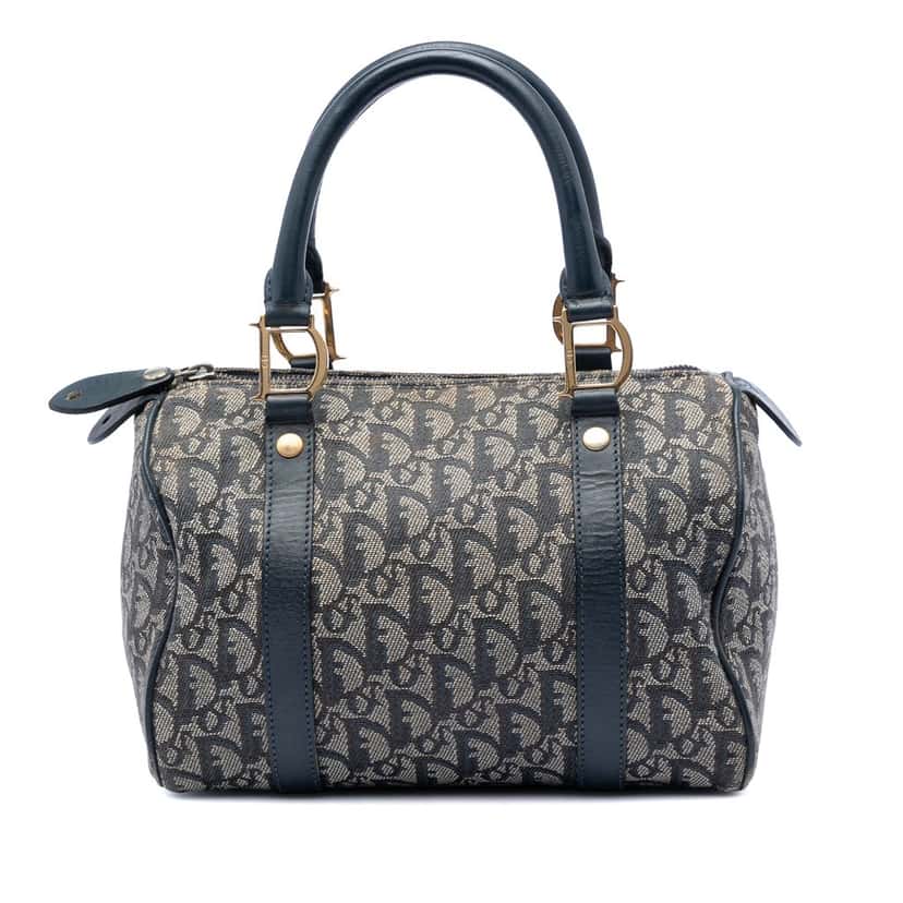 Dior Small Diorissimo Trotter Canvas Boston Bag Blue Very good condition - Front View