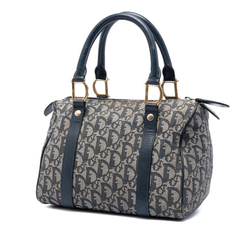 Dior Small Diorissimo Trotter Canvas Boston Bag Blue Very good condition - Back View