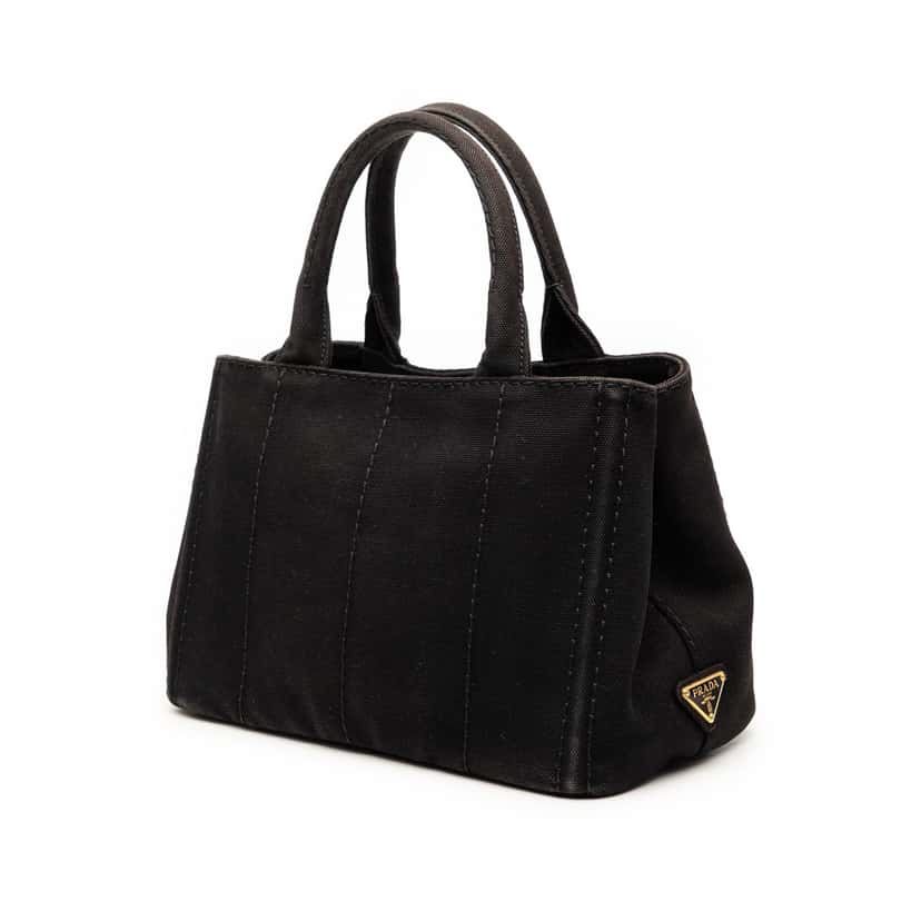 Prada Small Canvas Canapa Logo Satchel Black Very good condition - Back View