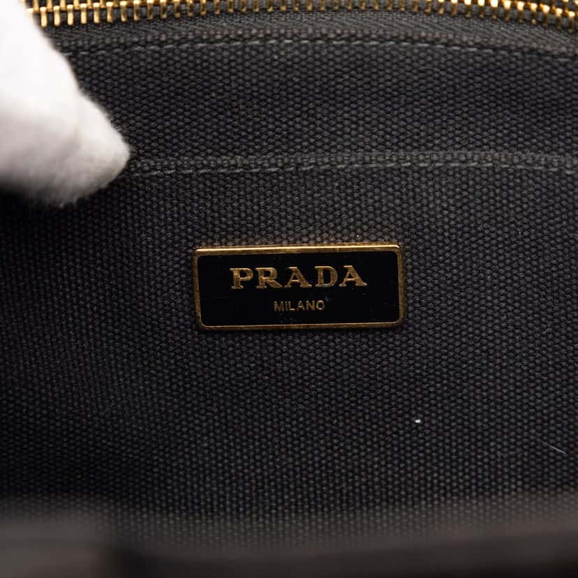 Prada Small Canvas Canapa Logo Satchel Black Very good condition - Box View
