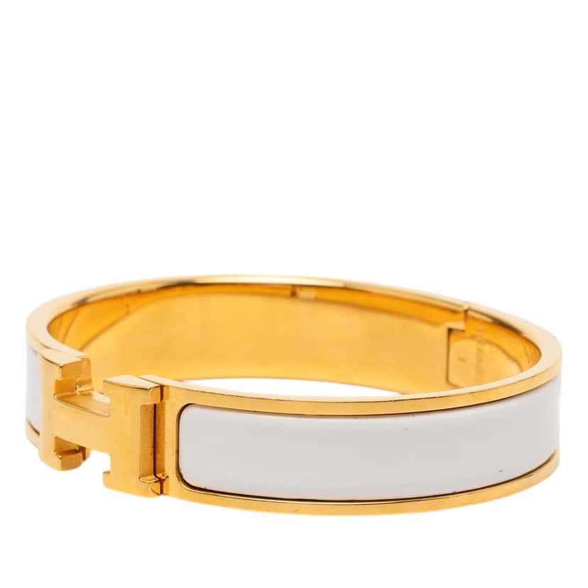 Hermès Narrow Enamel Clic H Bracelet PM White Very good condition - Back View