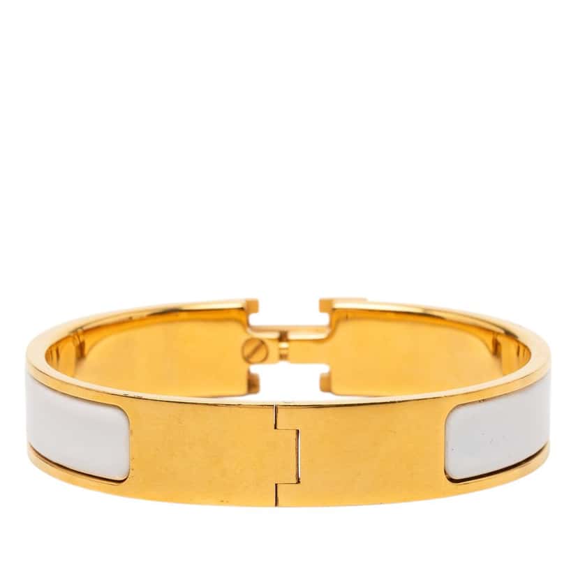 Hermès Narrow Enamel Clic H Bracelet PM White Very good condition - Inside View
