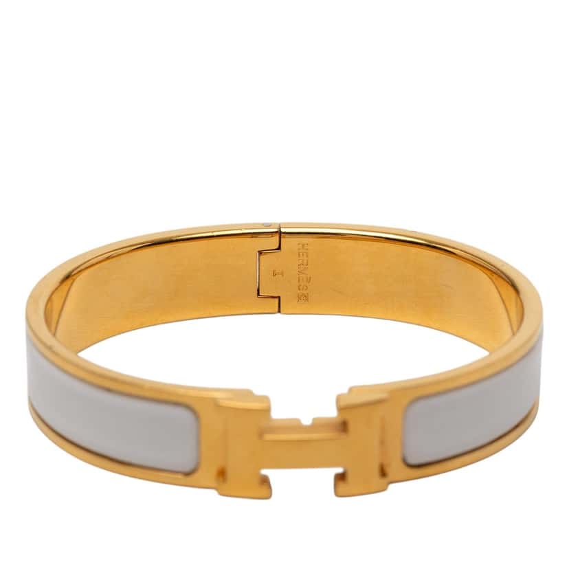 Hermès Narrow Enamel Clic H Bracelet PM White Very good condition - Model View