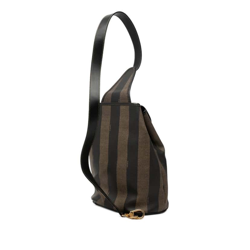 Fendi Pequin Coated Canvas Sling Bag Brown Very good condition - Back View