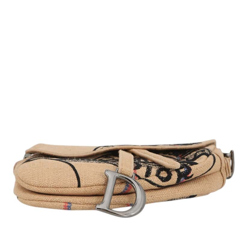 Dior Jute Union Embroidered Saddle Bag Beige Very good condition - Inside View