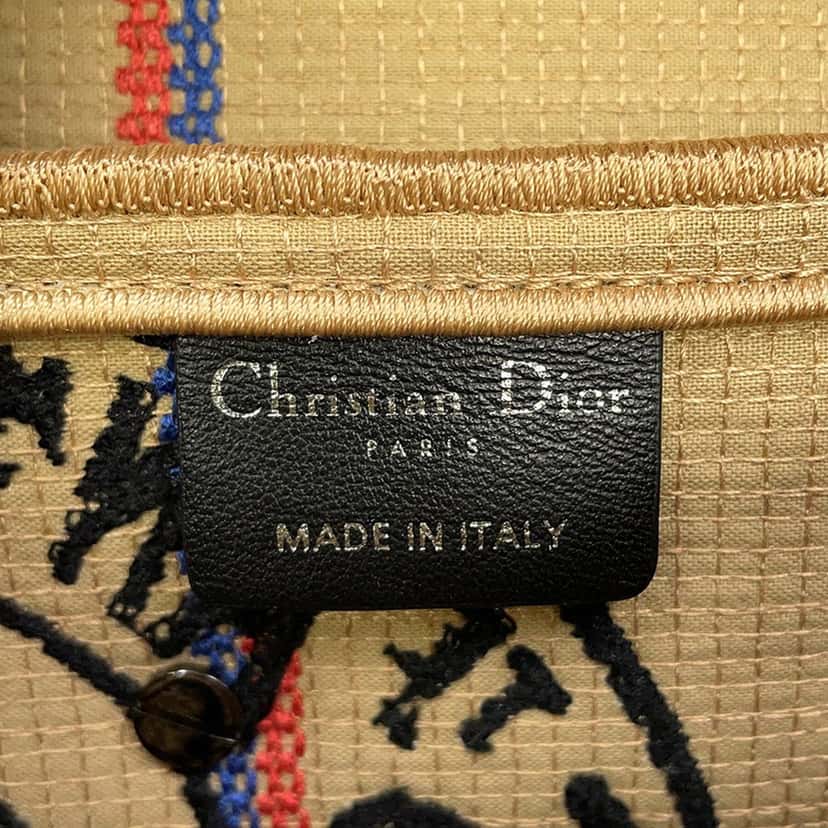 Dior Jute Union Embroidered Saddle Bag Beige Very good condition - Box View