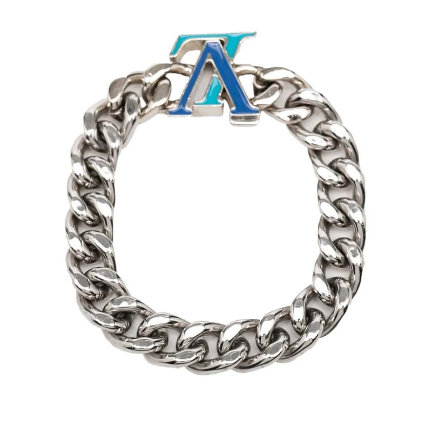Louis Vuitton Stainless Steel Enamel LV Chain Bracelet M Silver Metal Very good condition - Inside View