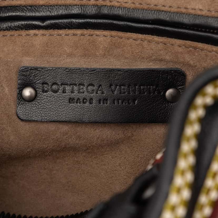 Bottega Veneta Nappa Diagonal Stripe Boston Bag Black Leather Very good condition - Box View