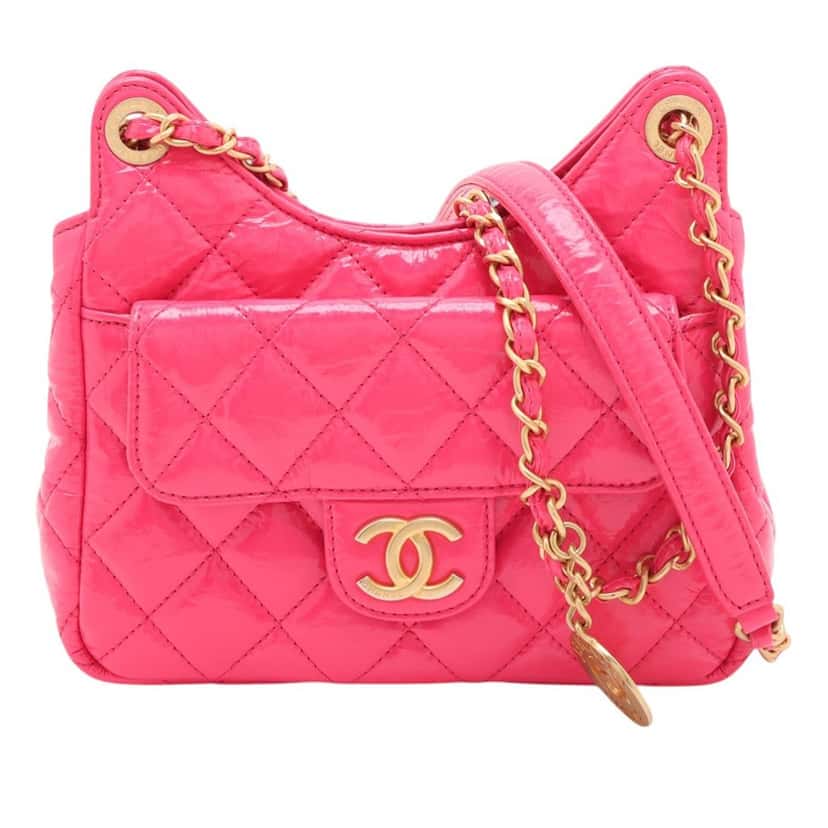 Chanel Medium Shiny Crumpled Calfskin Wavy CC Hobo