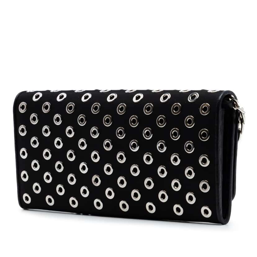 Prada Tessuto Grommet Wallet On Chain Black Very good condition - Back View