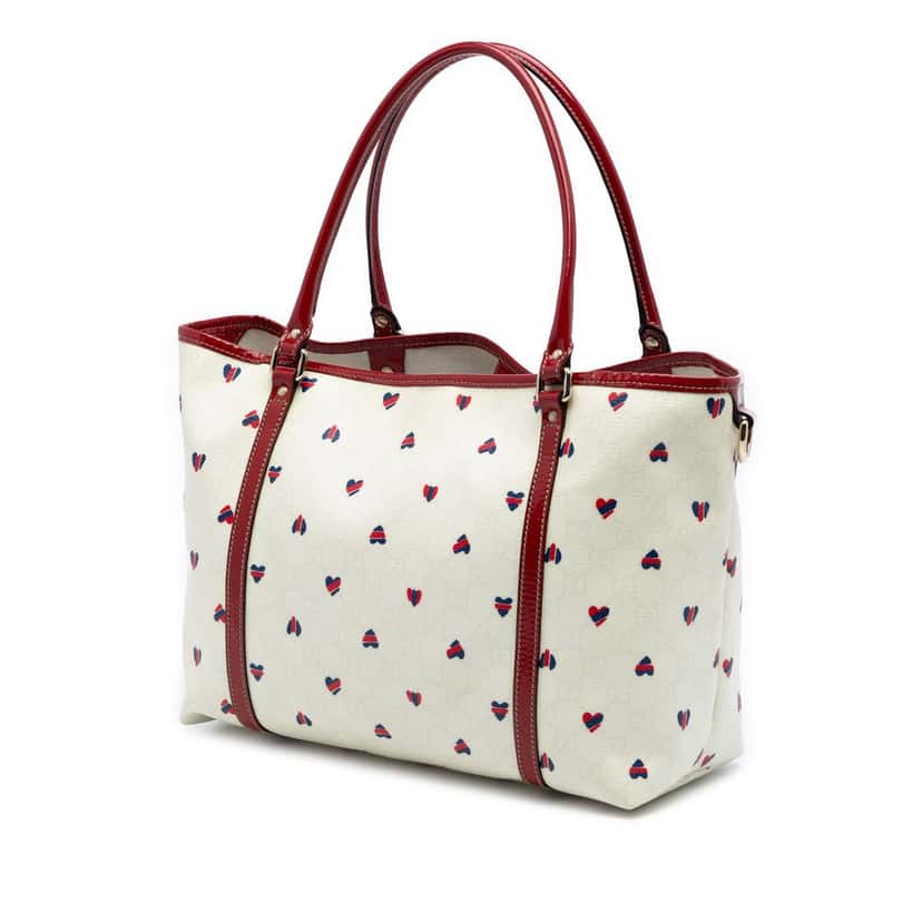 Gucci Medium GG Supreme Hearts Joy Tote White Very good condition - Back View