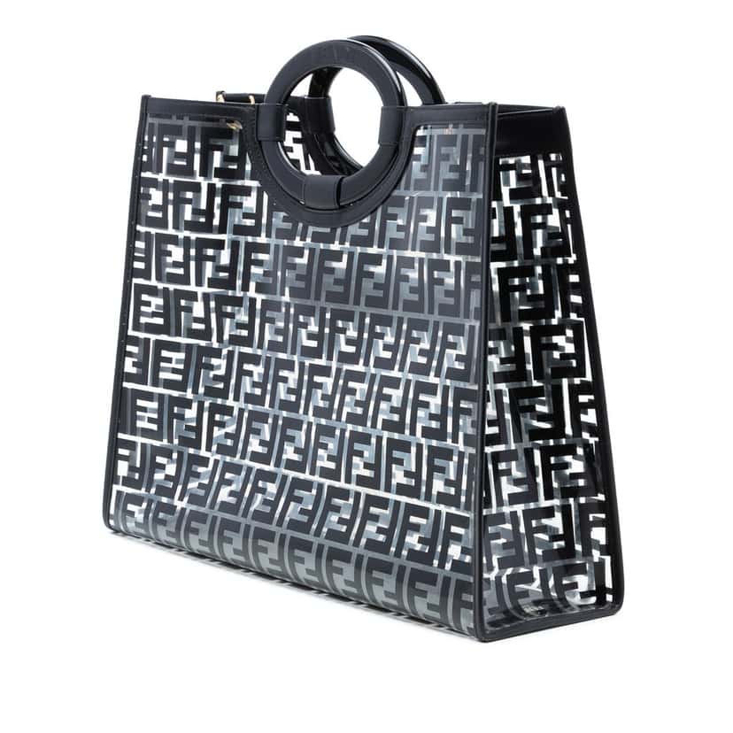 Fendi Medium FF PVC and Vitello Century Runaway Shopper Tote Black Plastic Very good condition - Back View