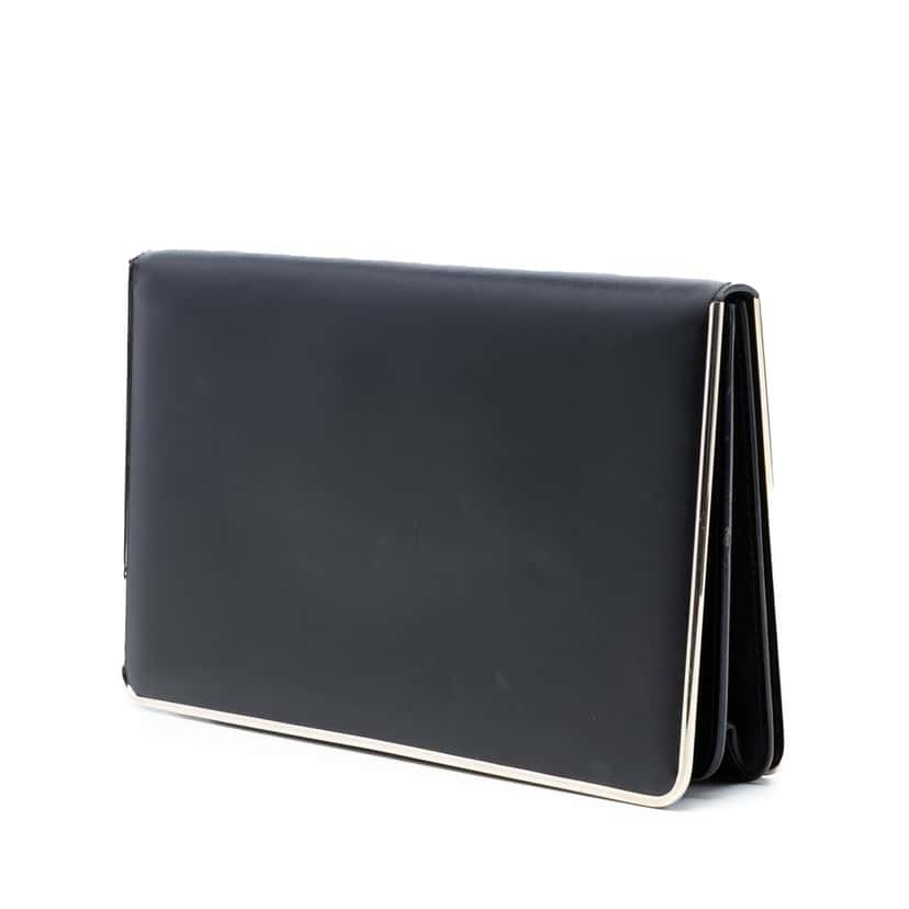 Dior Metal Trimmed Smooth Calfskin Clutch Black Leather Very good condition - Back View