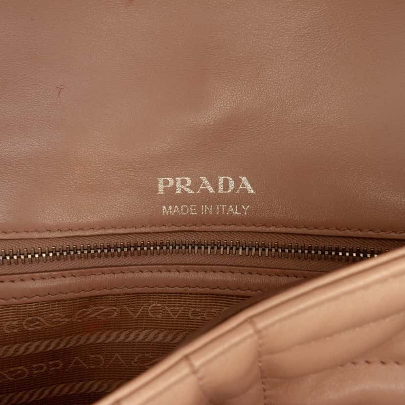 Prada Medium Soft Calf Impunture Diagramme Bag Beige Leather Good condition - Box View