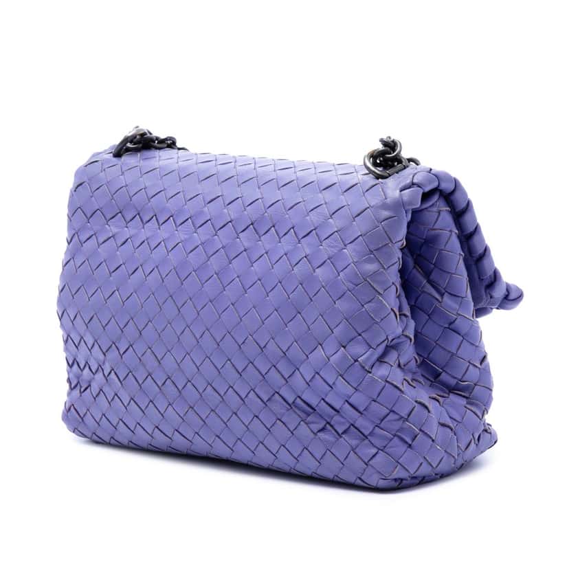 Bottega Veneta Small Nappa Intrecciato Olimpia Crossbody Purple Leather Very good condition - Back View