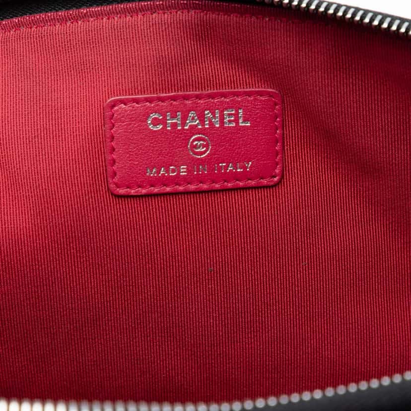 Chanel Large Aged Calfskin Gabrielle O Case Clutch Black Leather Very good condition - Box View