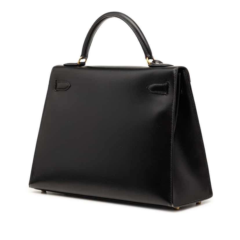Hermès Box Calf Kelly Sellier 32 Black Leather Very good condition - Back View