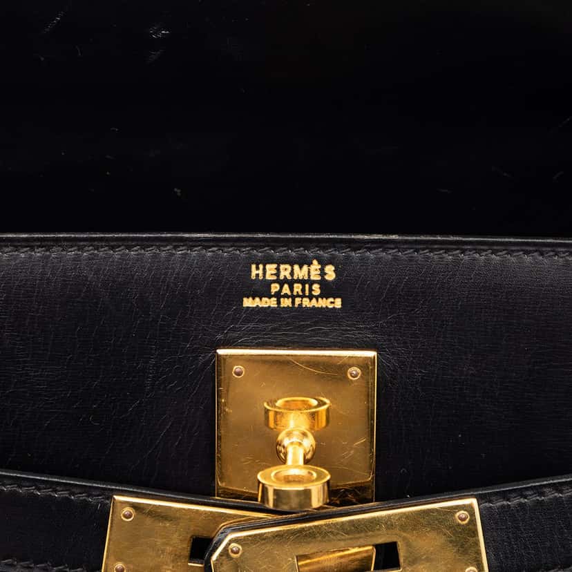 Hermès Box Calf Kelly Sellier 32 Black Leather Very good condition - Box View