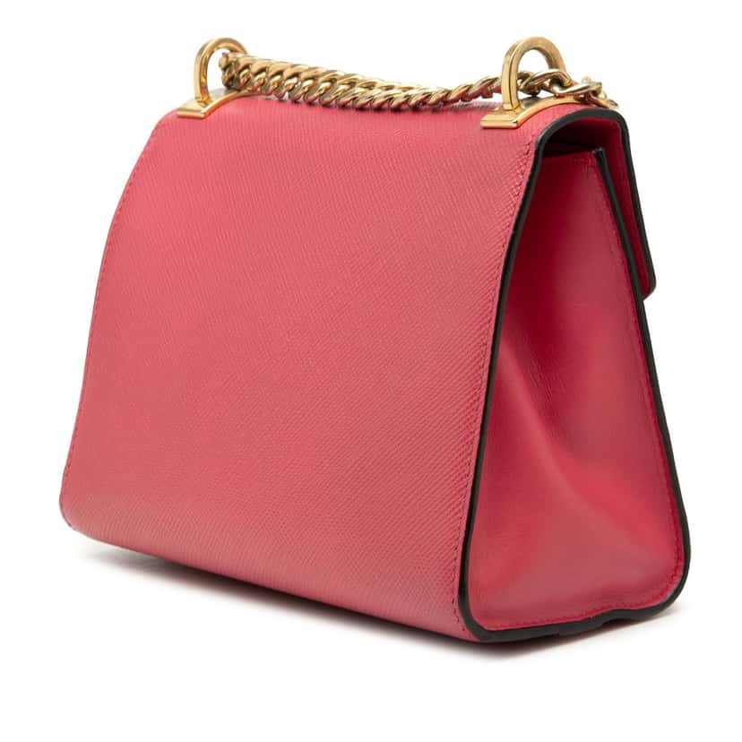 Prada Saffiano Cuir Monochrome Envelope Crossbody Pink Leather Very good condition - Back View