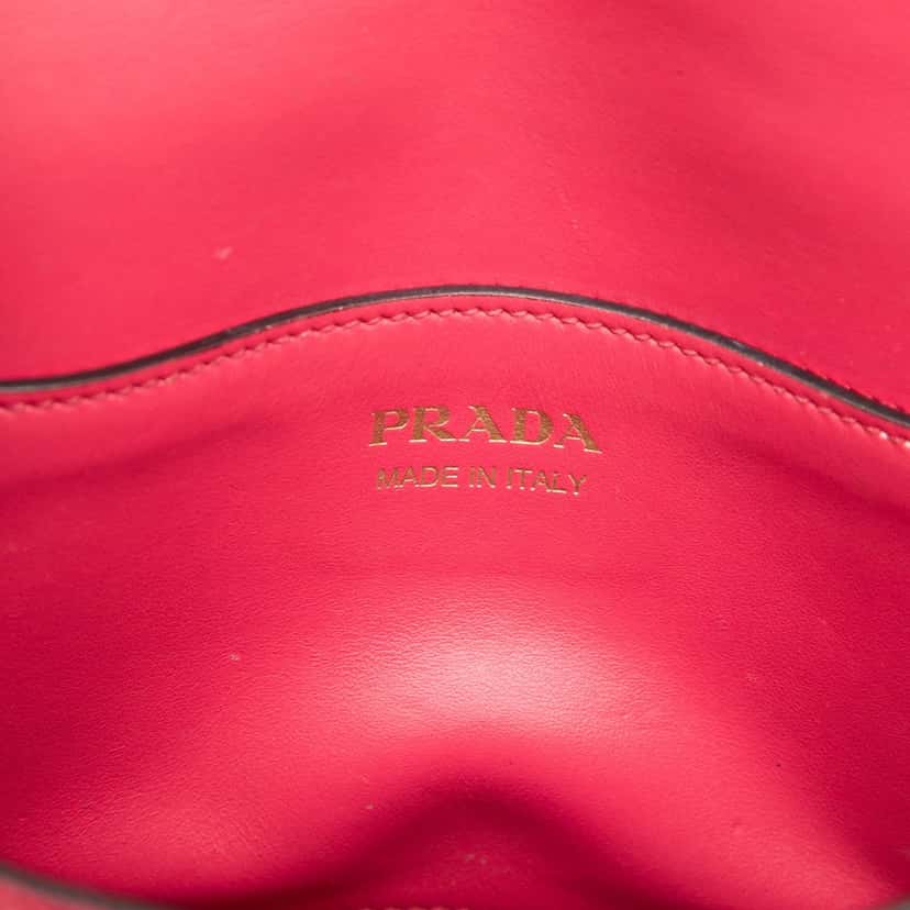 Prada Saffiano Cuir Monochrome Envelope Crossbody Pink Leather Very good condition - Box View