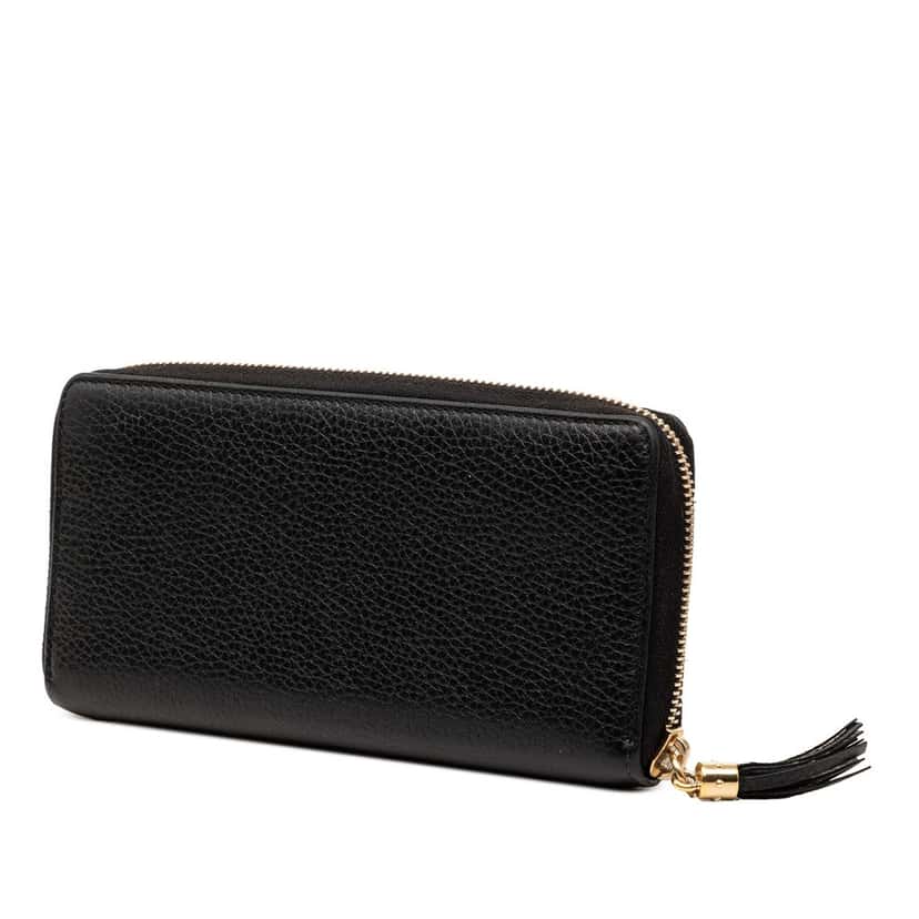 Gucci Grained Calfskin Soho Zip Around Wallet Black Leather Very good condition - Back View