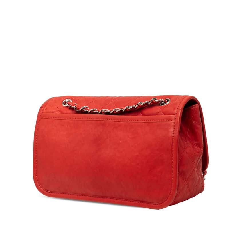 Chanel Medium Grained Calfskin Natural Beauty Flap Red Leather Very good condition - Back View
