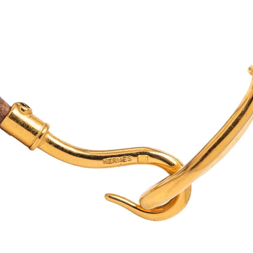 Hermès Calfskin and Gold Plated Jumbo hook Bracelet Brown Leather Very good condition - Model View