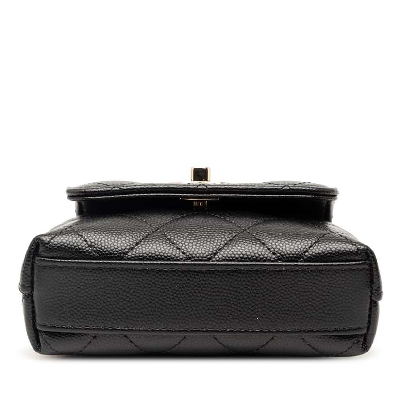 Chanel Nano Quilted Caviar Coco Top Handle Bag Black Leather Very good condition - Inside View