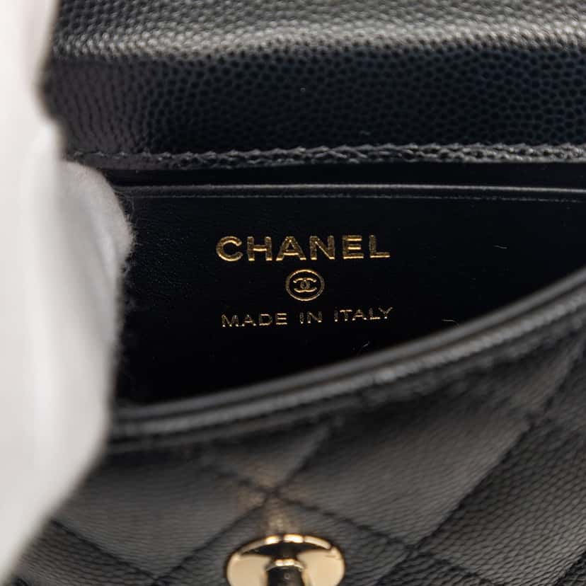Chanel Nano Quilted Caviar Coco Top Handle Bag Black Leather Very good condition - Box View