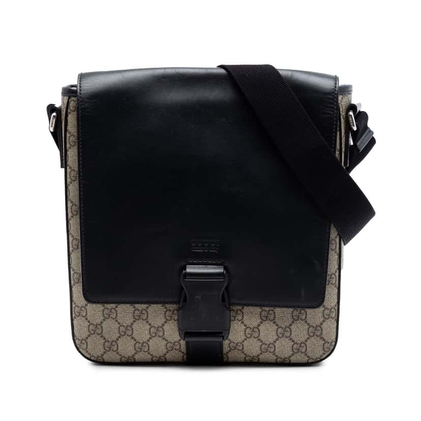 Gucci GG Supreme Flap Messenger Bag Beige Very good condition - Front View