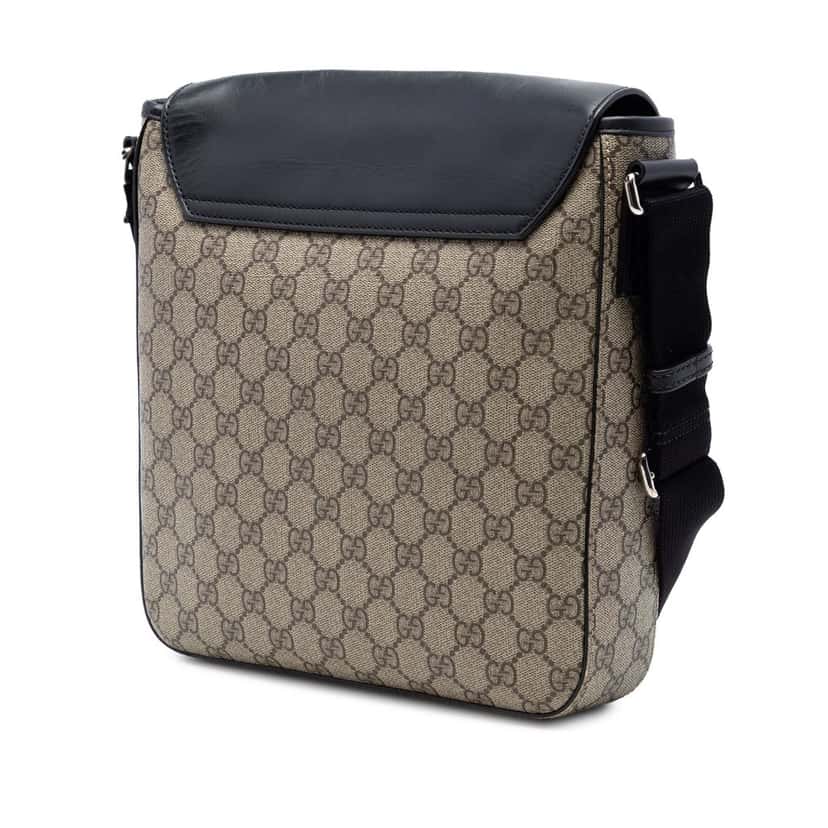 Gucci GG Supreme Flap Messenger Bag Beige Very good condition - Back View