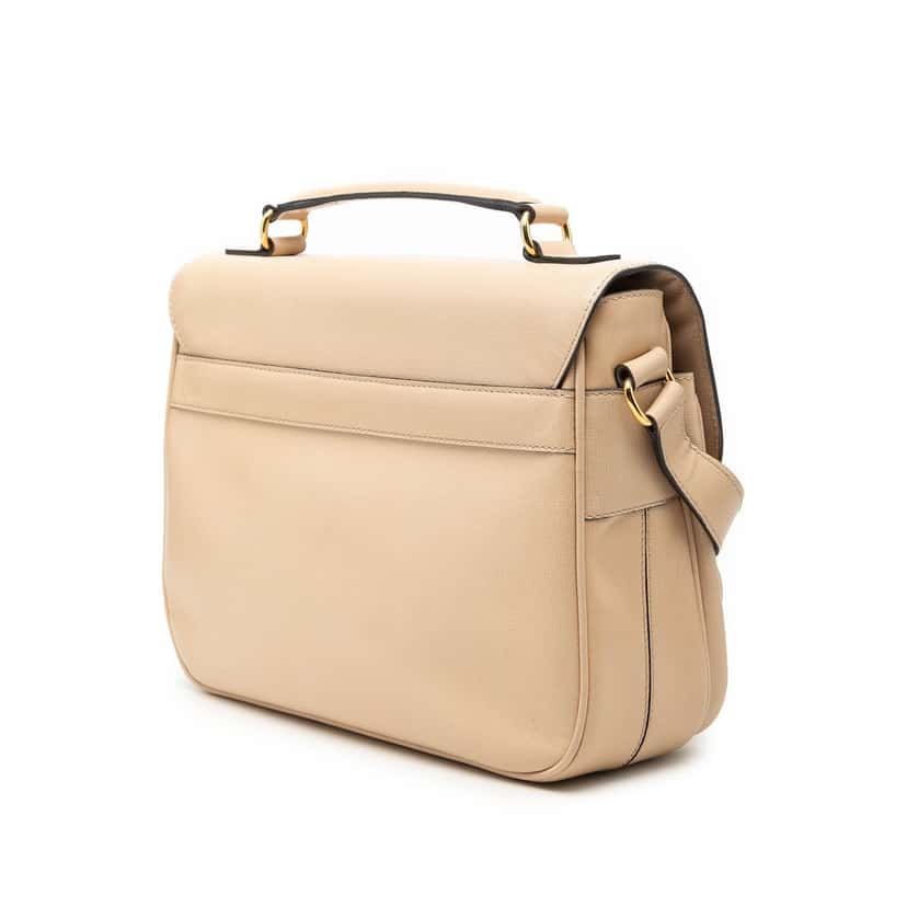 Celine Embossed Leather Satchel Beige Leather Very good condition - Back View