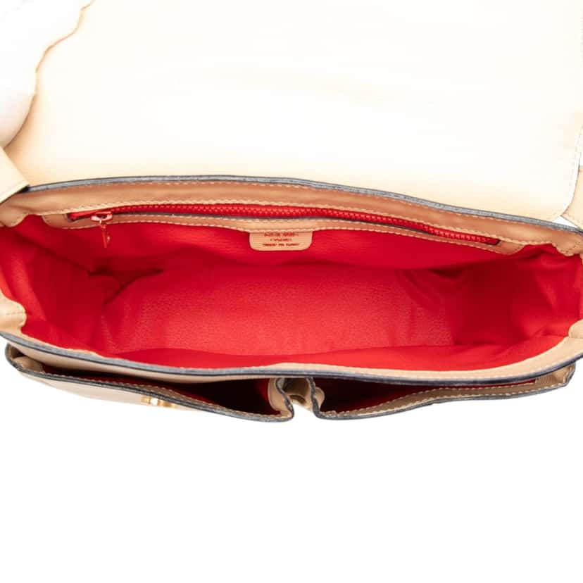 Celine Embossed Leather Satchel Beige Leather Very good condition - Model View