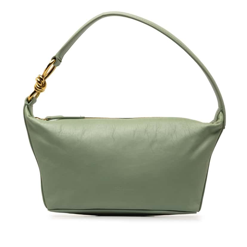 Bottega Veneta Small Knot Shoulder Bag Green Leather Very good condition - Front View