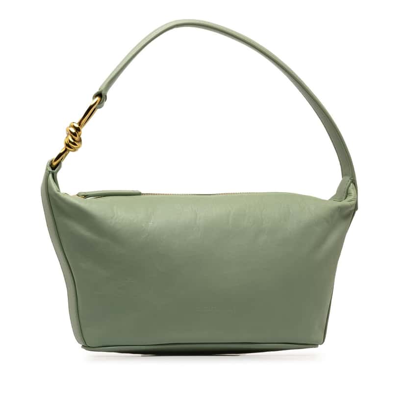 Bottega Veneta Small Knot Shoulder Bag Green Leather Very good condition - Back View